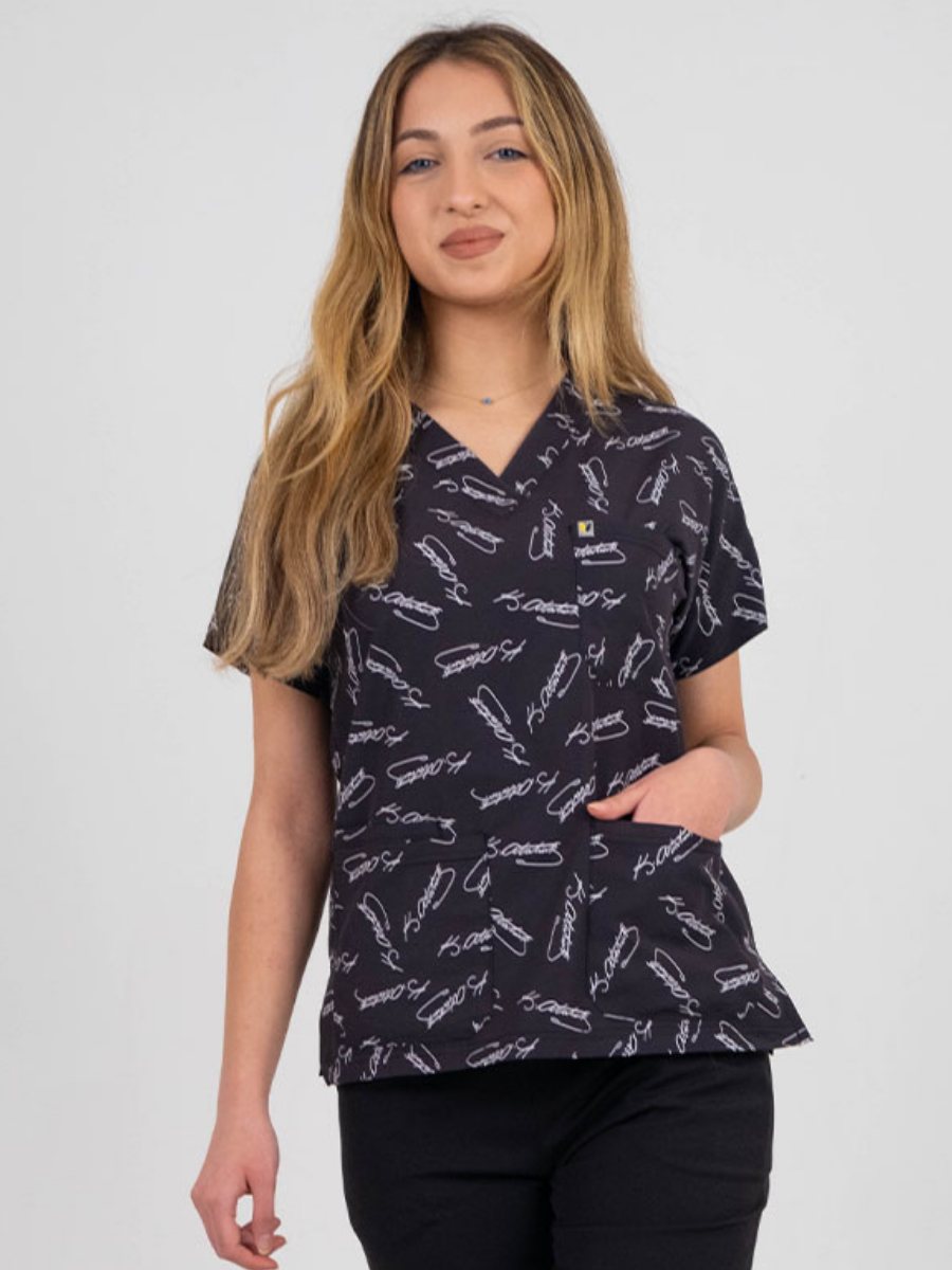 Atatürk İmzalı Desenli  Cerrahi Kol Tek Üst