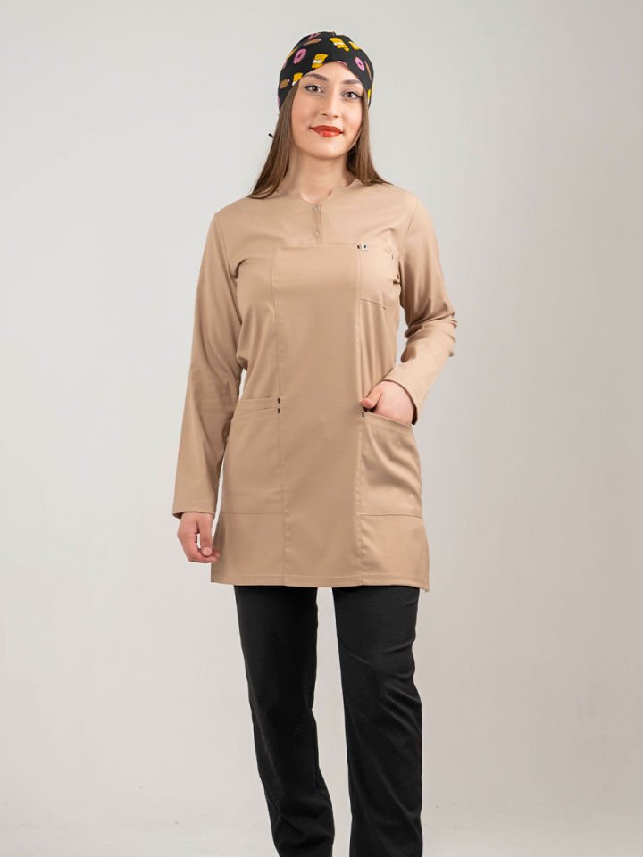 Bej Tesettür Tunik Tek Üst