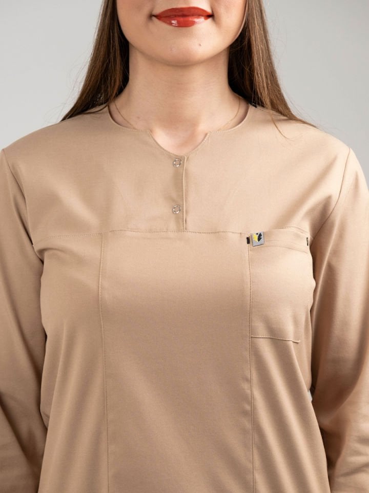 Bej Tesettür Tunik Tek Üst