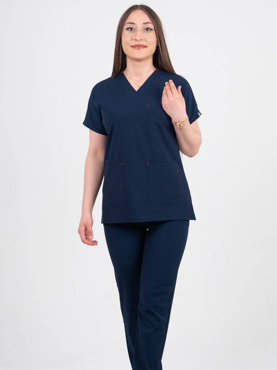 Hipo Tutmayan Kumaş ( Likralı ) Lacivert Cerrahi Kol Takım