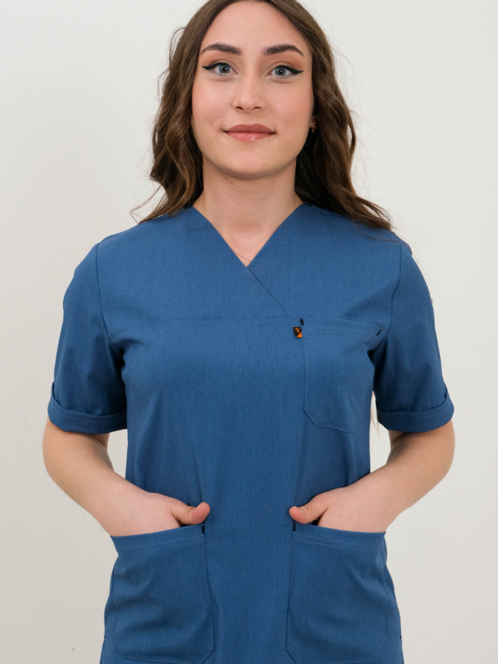 Petrol Mavisi Likralı Takma Kol Tek Üst