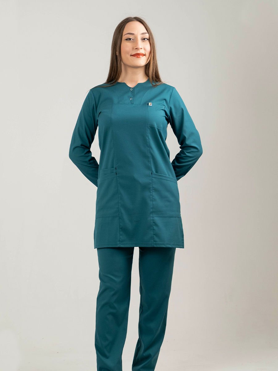 Petrol Yeşili Tesettür Tunik Takım