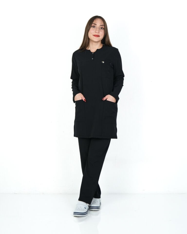 Hipo Tutmayan Kumaş ( Likralı) Siyah Tesettür Takım (Uzun Boy)