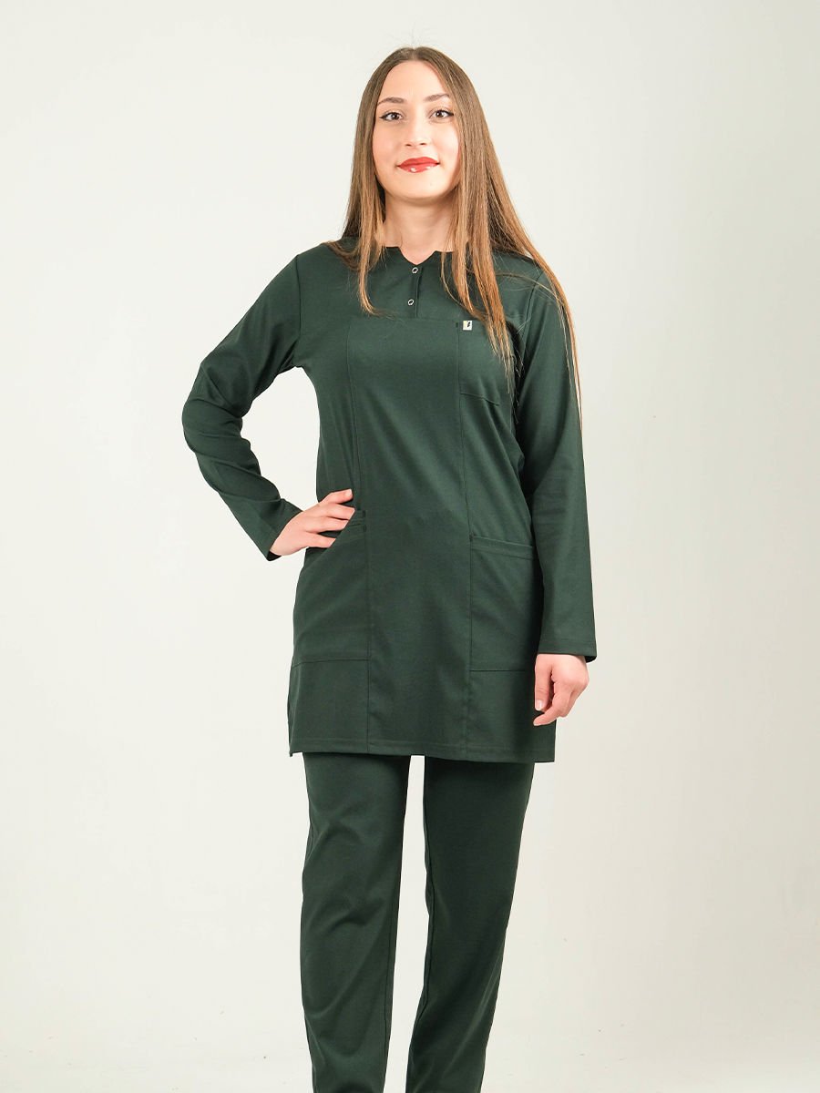 Ördek Başı Yeşili Tesettür Tunik Takım