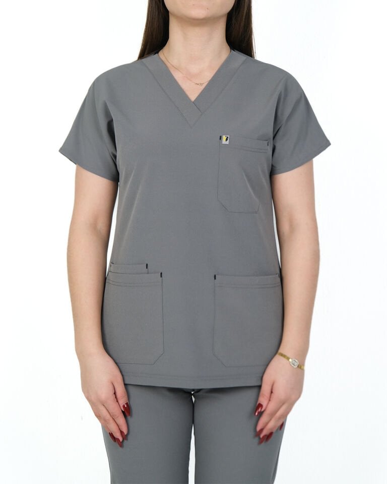 Hipo Tutmayan Kumaş ( Likralı ) Gri Cerrahi Kol Takım