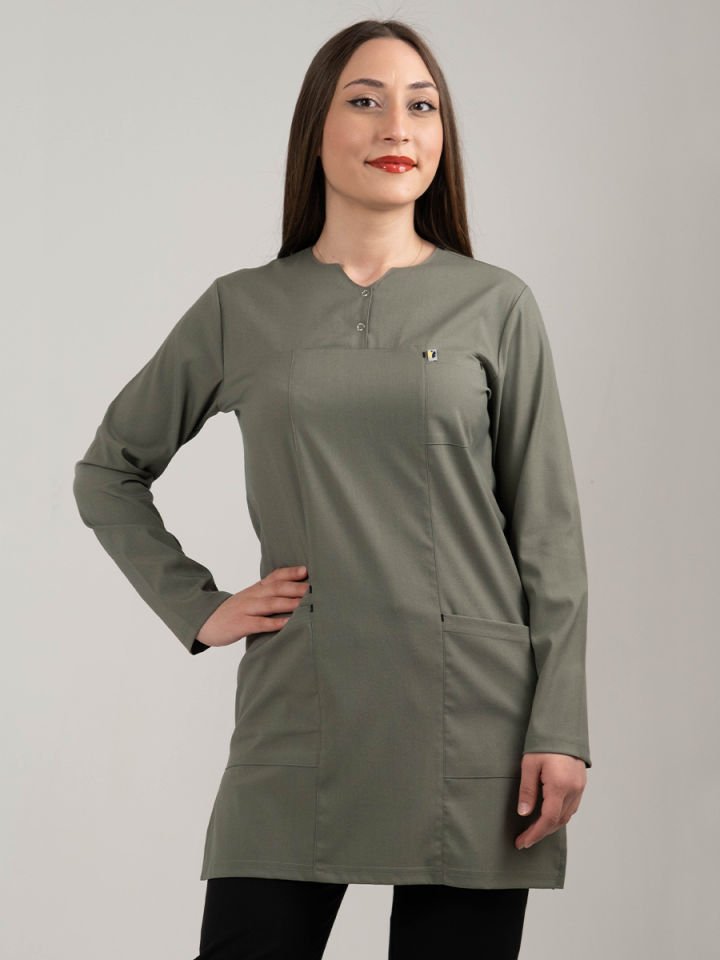 Olive Yeşil Tesettür Tunik Tek Üst