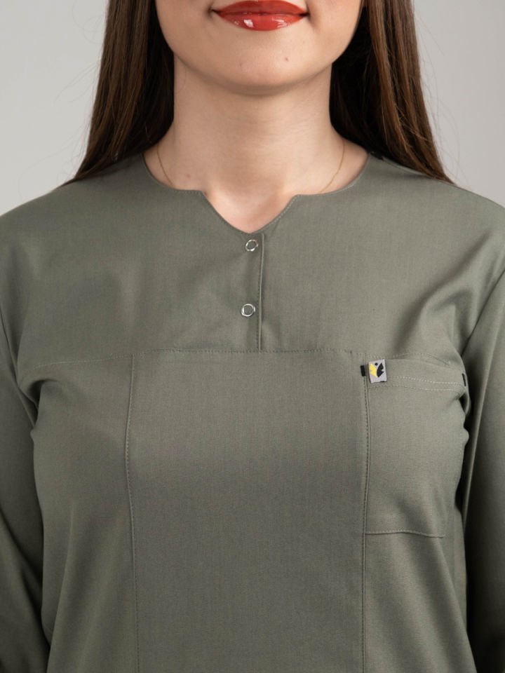 Olive Yeşil Tesettür Tunik Tek Üst