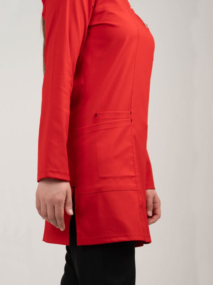 Kırmızı Tesettür Tunik Tek Üst