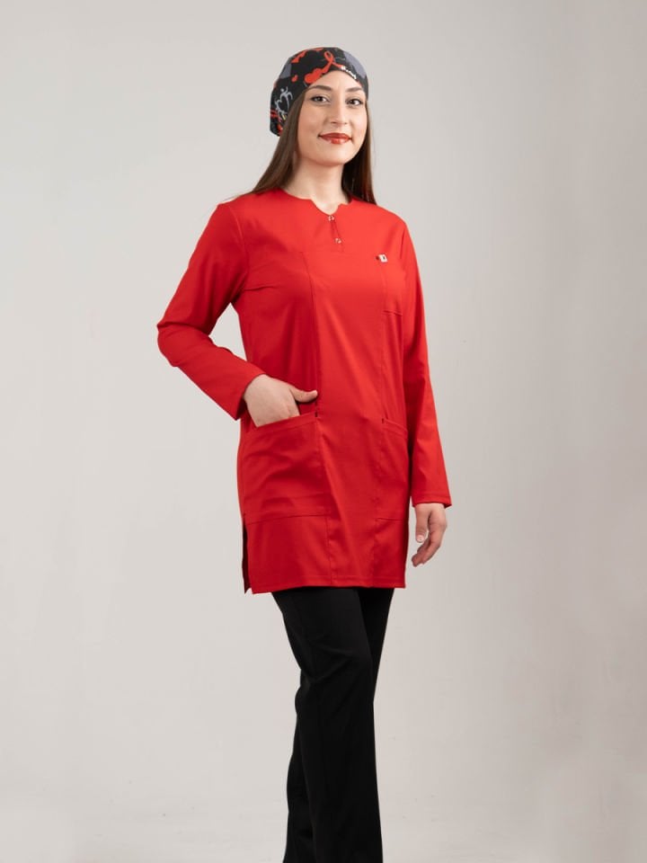 Kırmızı Tesettür Tunik Tek Üst