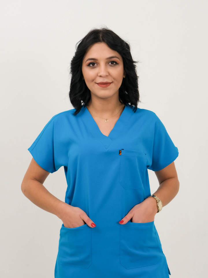 Turkuaz Likralı Cerrahi Kol Tek Üst