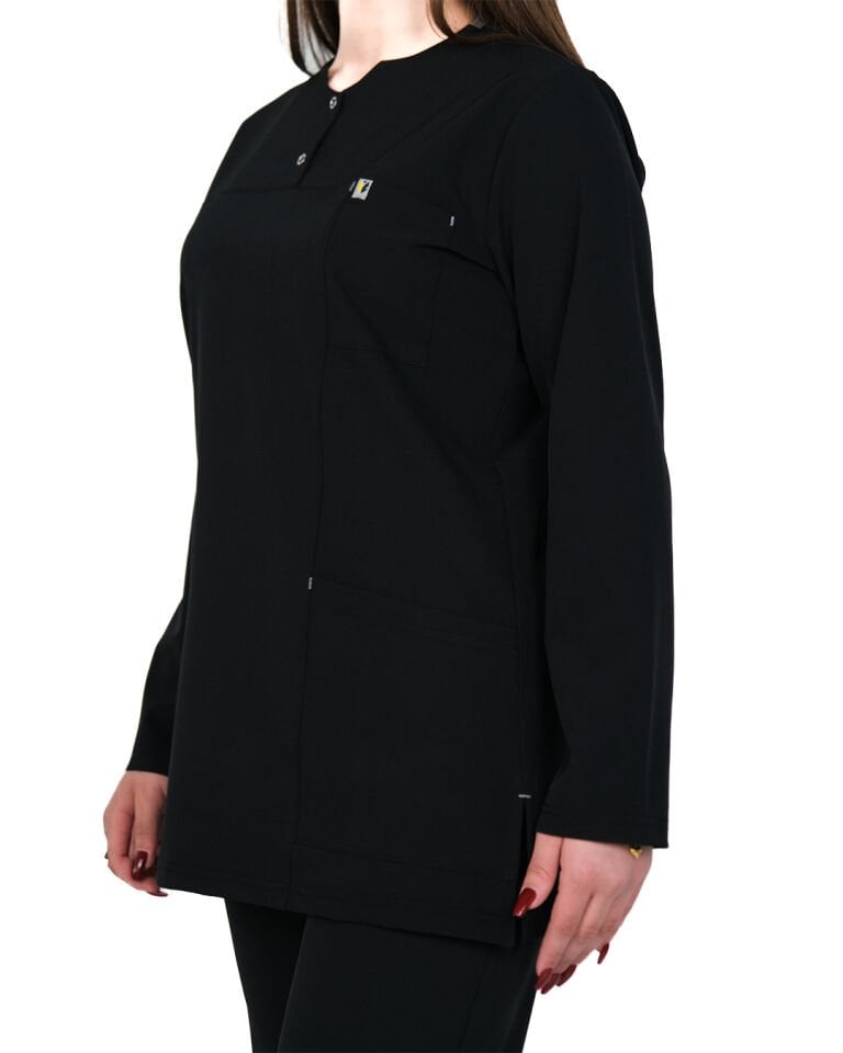 Hipo Tutmayan Kumaş ( Likralı ) Siyah Tesettür Takım (Kısa Boy)