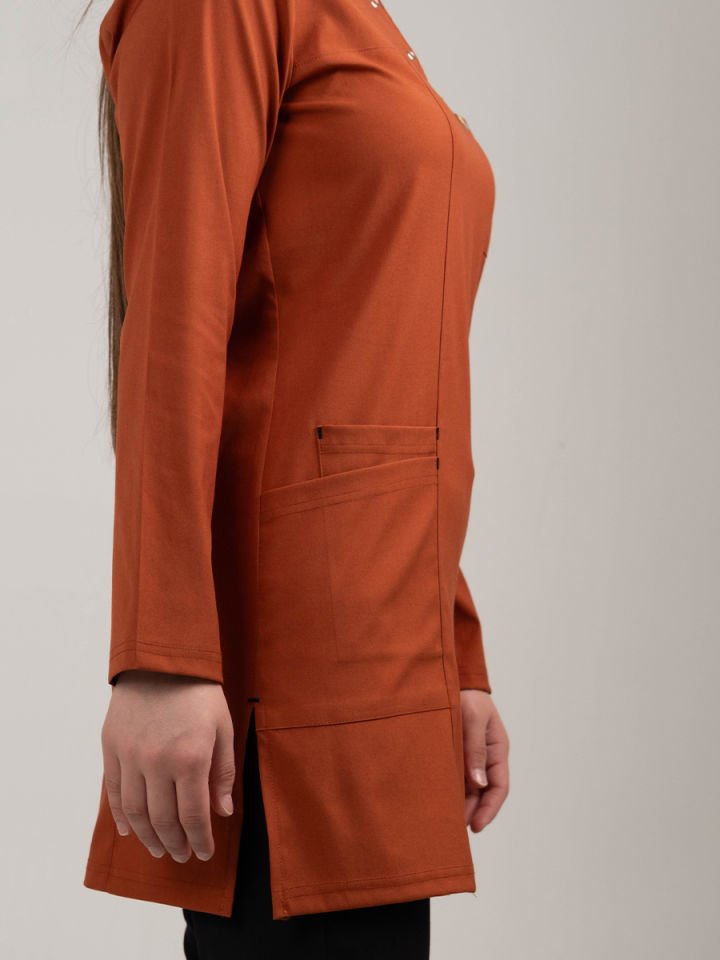 Kiremit Tesettür Tunik Tek Üst