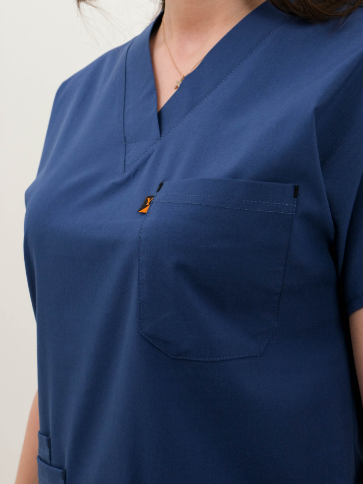 Koyu Fırtına Mavisi Likralı Cerrahi Kol Tek Üst