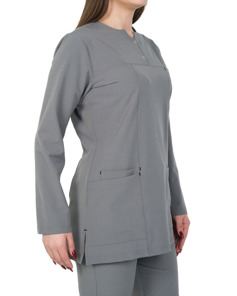 Hipo Tutmayan Kumaş ( Likralı ) Gri Tesettür Takım (Kısa Boy)