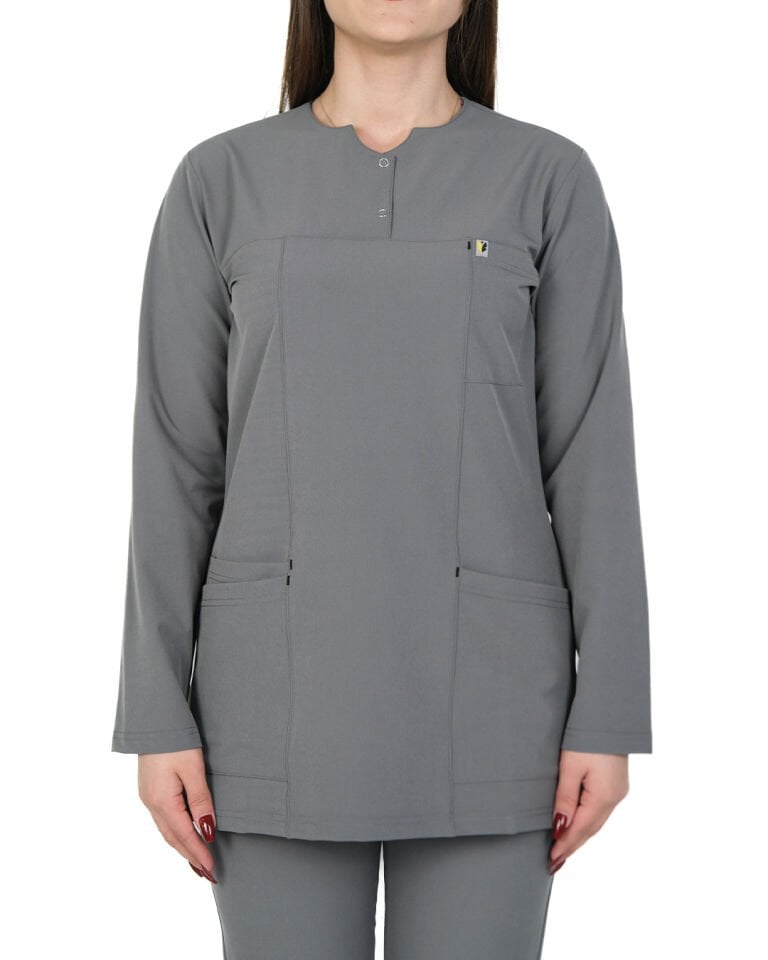 Hipo Tutmayan Kumaş ( Likralı ) Gri Tesettür Takım (Kısa Boy)