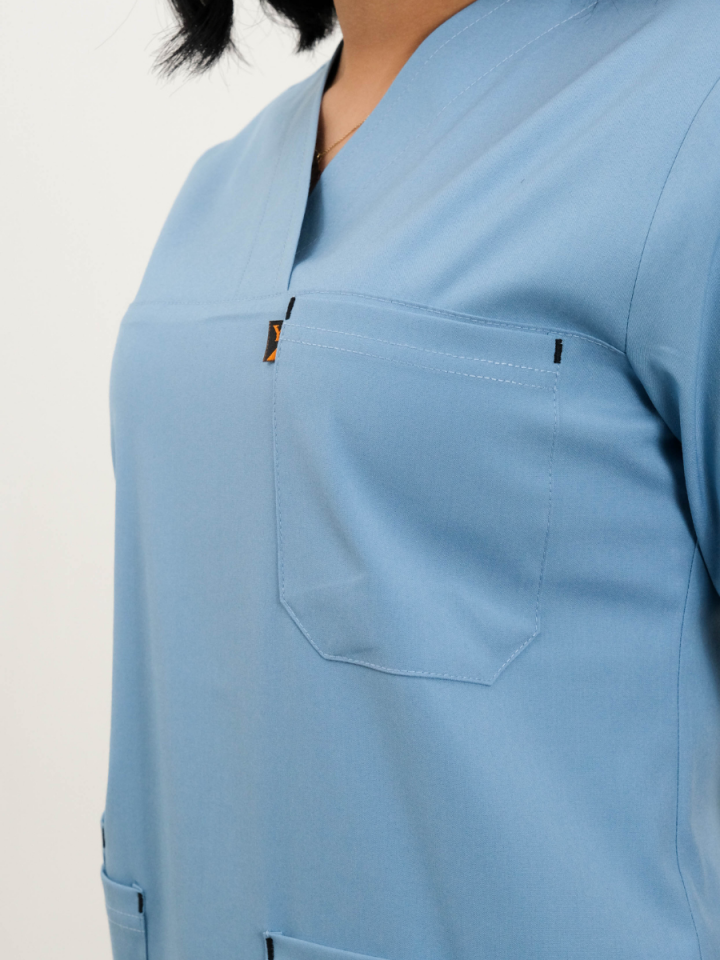 Buz Mavisi Likralı Takma Kol Tek Üst