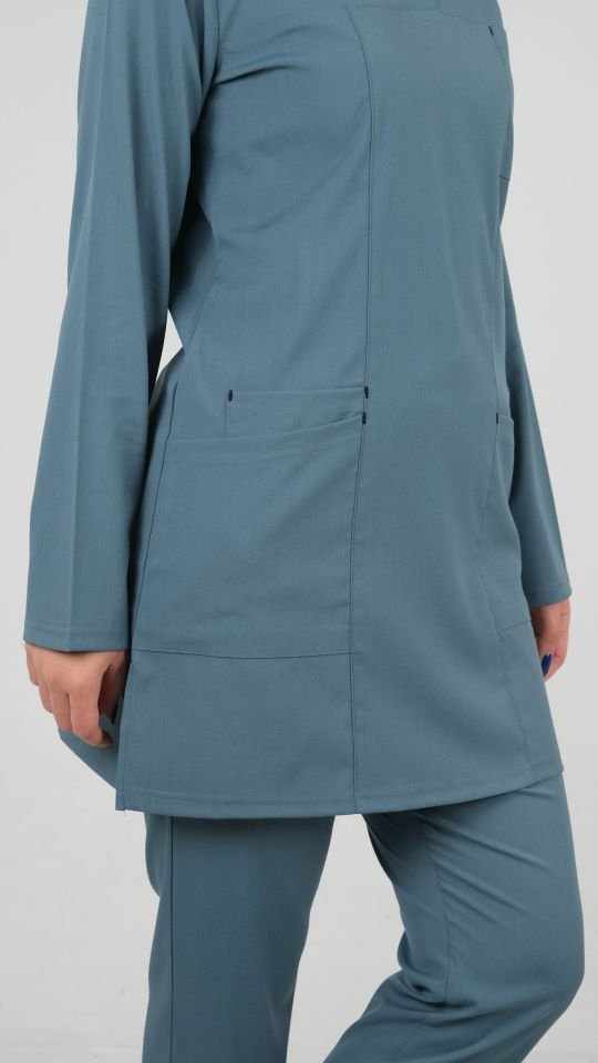 Fırtına Mavisi Tesettür Tunik Tek Üst