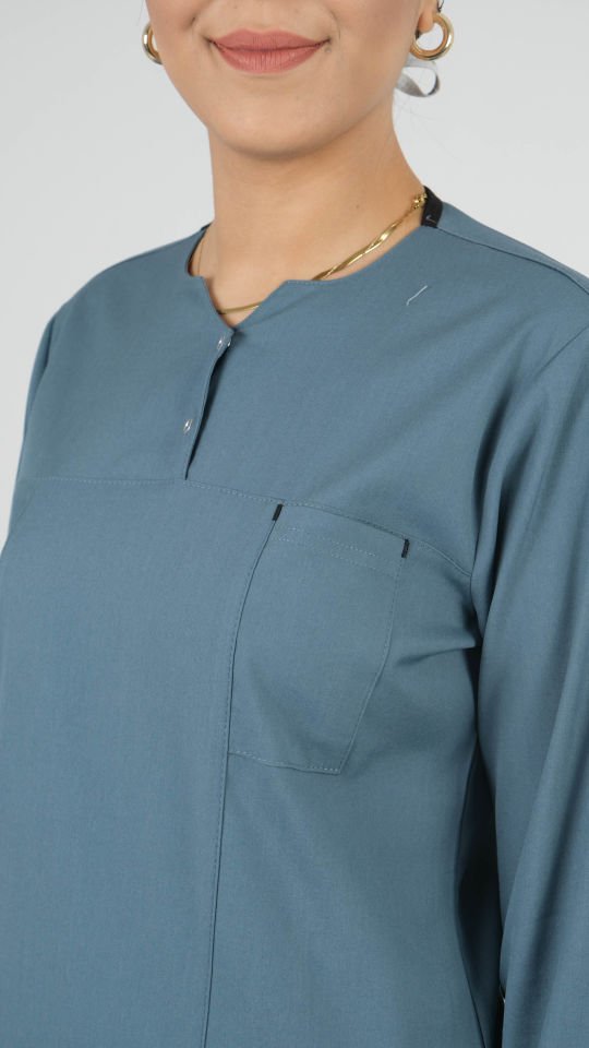 Fırtına Mavisi Tesettür Tunik Tek Üst