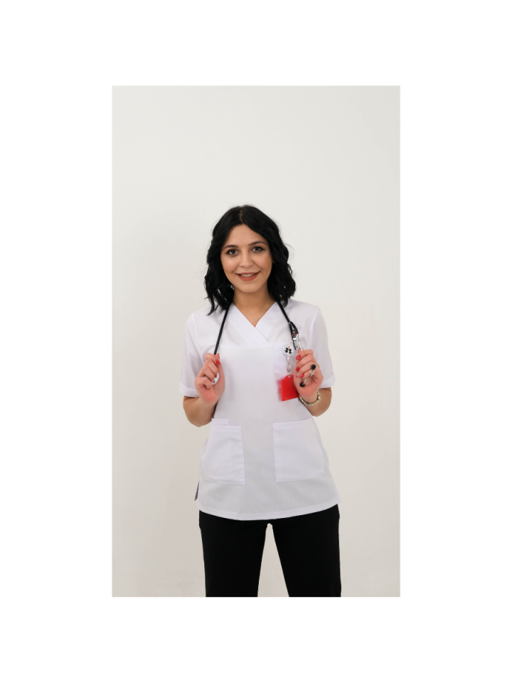 Beyaz Alpaka Takma Kol Tek Üst