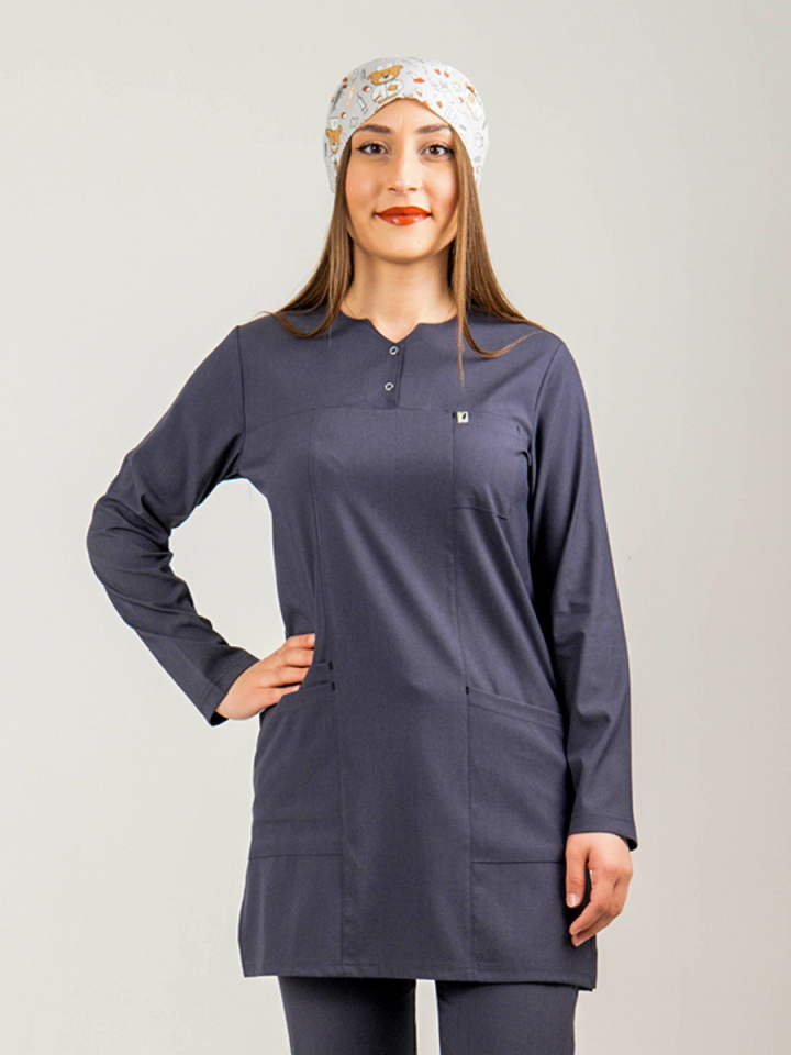 Füme Tesettür Tunik Tek Üst