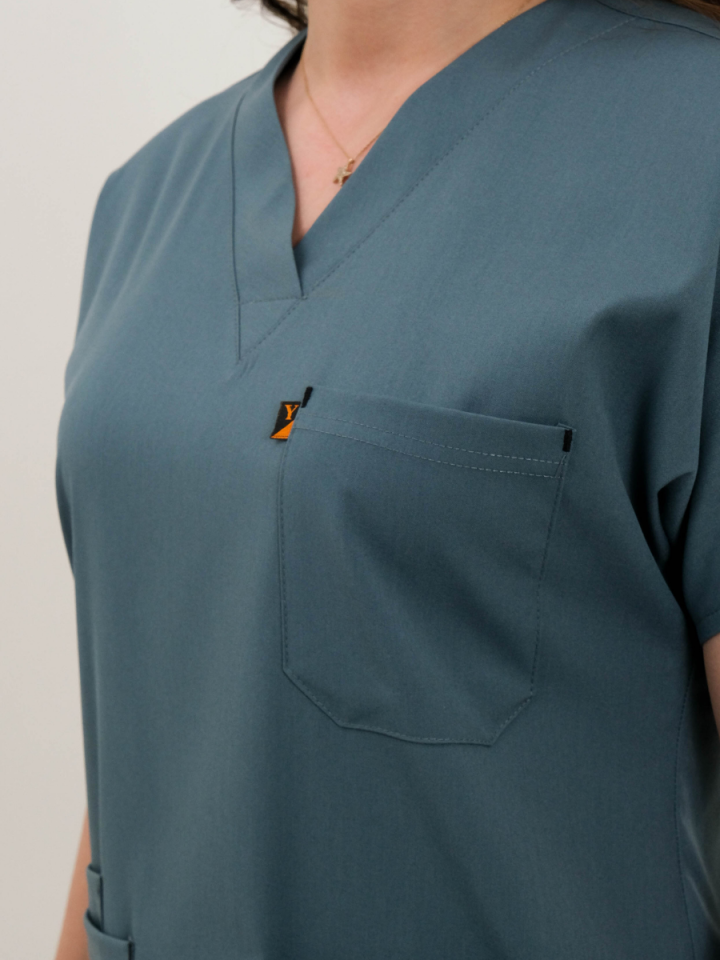 Fırtına Mavisi Likralı Cerrahi Kol Tek Üst