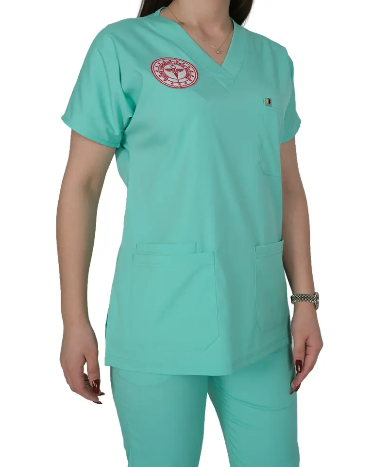 Aile Sağlığı Forması (Bermuda) Likralı V Yaka Takım