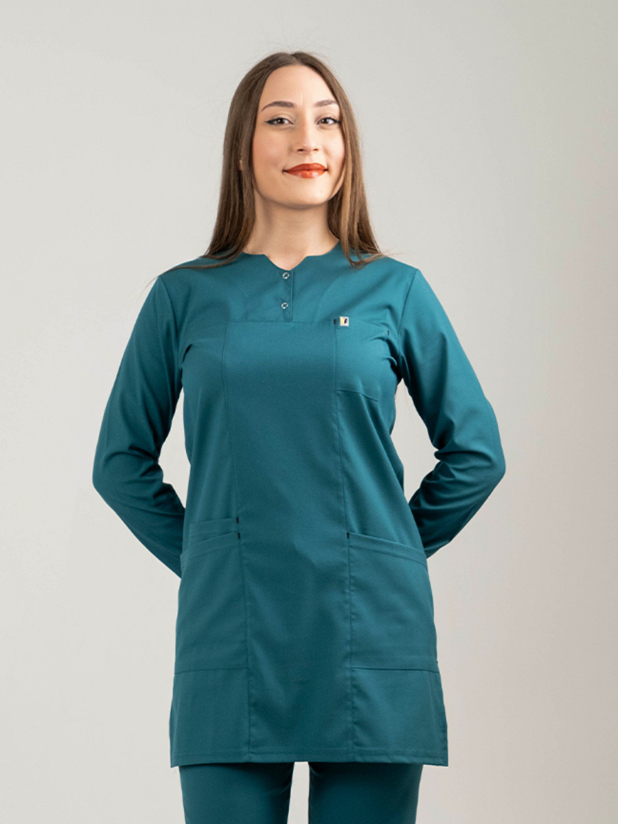 Petrol Yeşili Tesettür Tunik Tek Üst