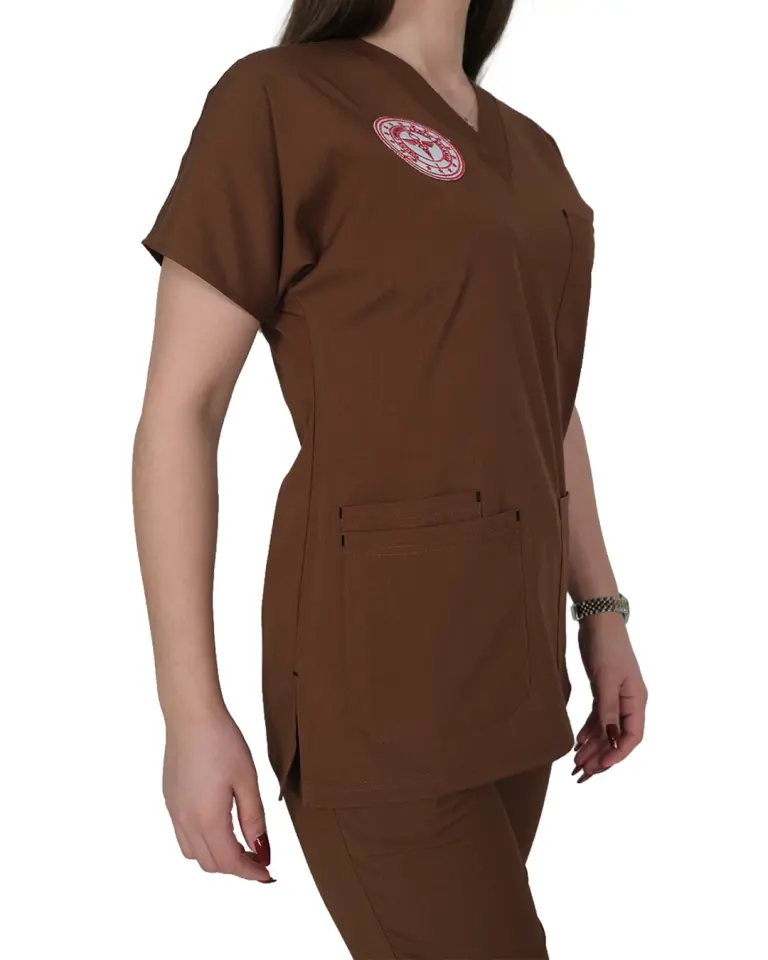 Diğer Sağlık Meslek Mensupları Forması (Friar Brown) Likralı V Yaka Takım