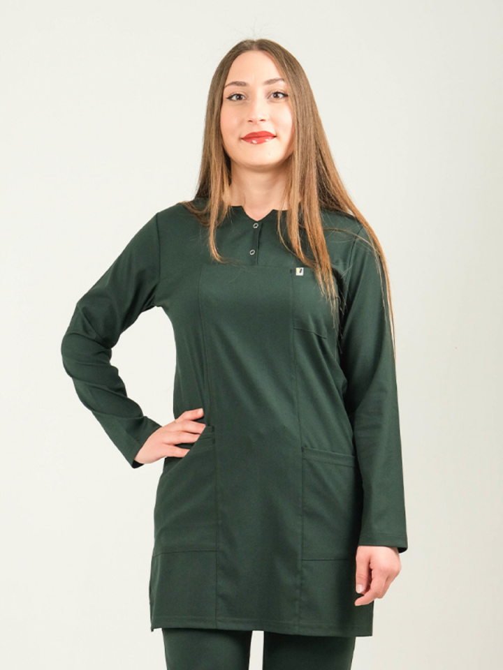 Ördek Başı Yeşili Tesettür Tunik Tek Üst