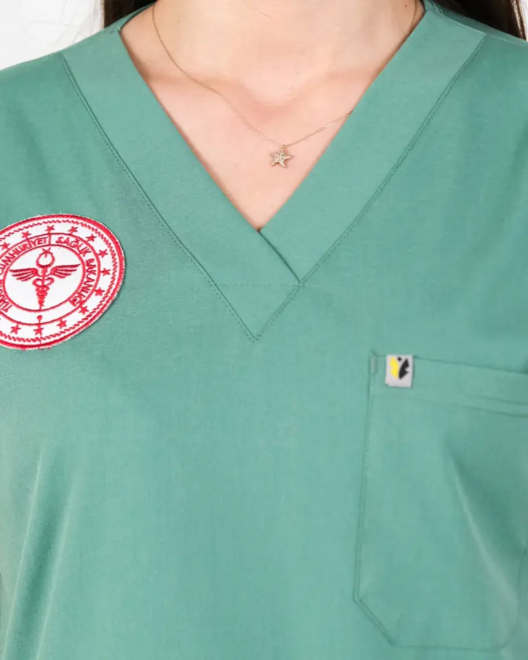 Ameliyathane Forması (Frosty Spruce) Likralı V Yaka Takım