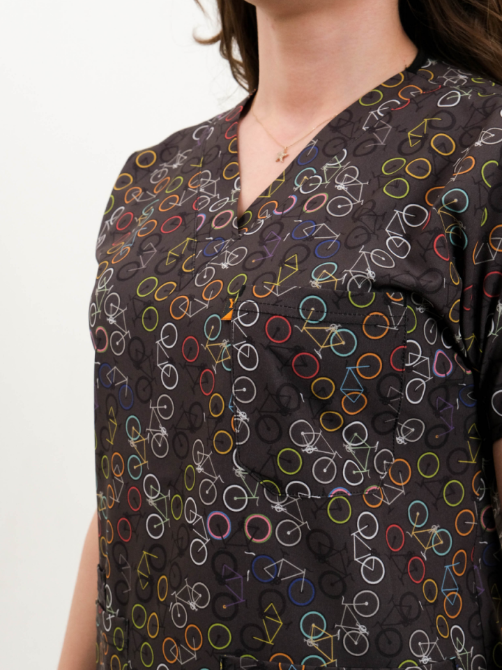 Bisiklet Desenli Likralı Cerrahi Kol Tek Üst