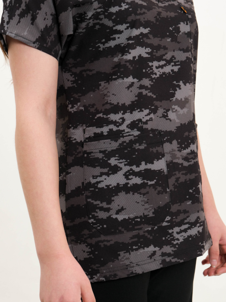 Füme Desenli Likralı Cerrahi Kol Tek Üst