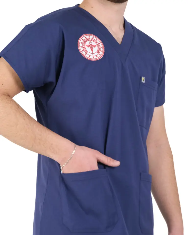 Hemşire Forması (Patriot Blue) Likralı V Yaka Takım