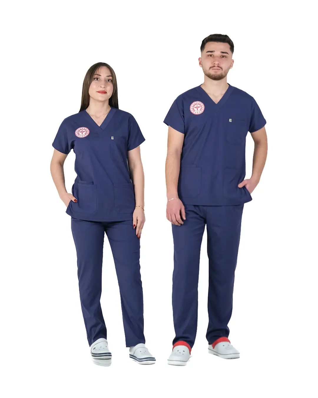 Hemşire Forması (Patriot Blue) Likralı V Yaka Takım