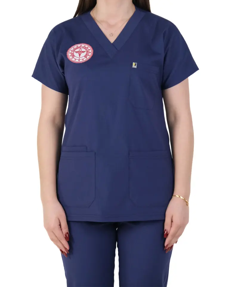 Hemşire Forması (Patriot Blue) Likralı V Yaka Takım