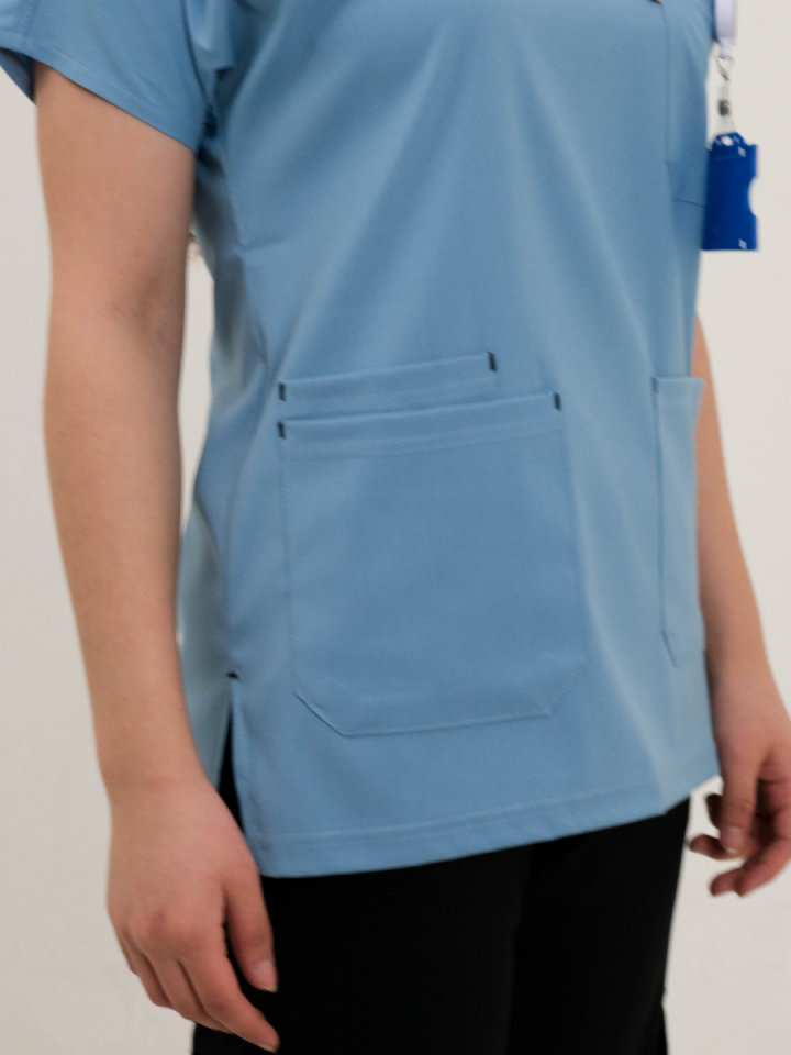 Buz Mavisi Likralı Cerrahi Kol Tek Üst