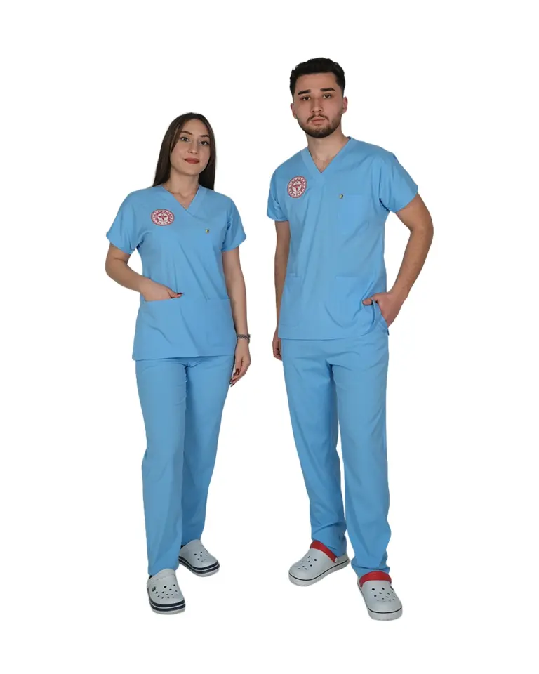 Doktor - Hekim Forması (Alaskan Blue) Likralı V Yaka Takım