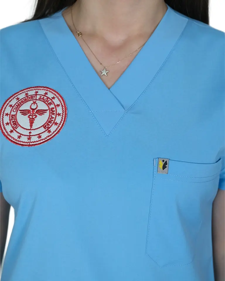 Doktor - Hekim Forması (Alaskan Blue) Likralı V Yaka Takım