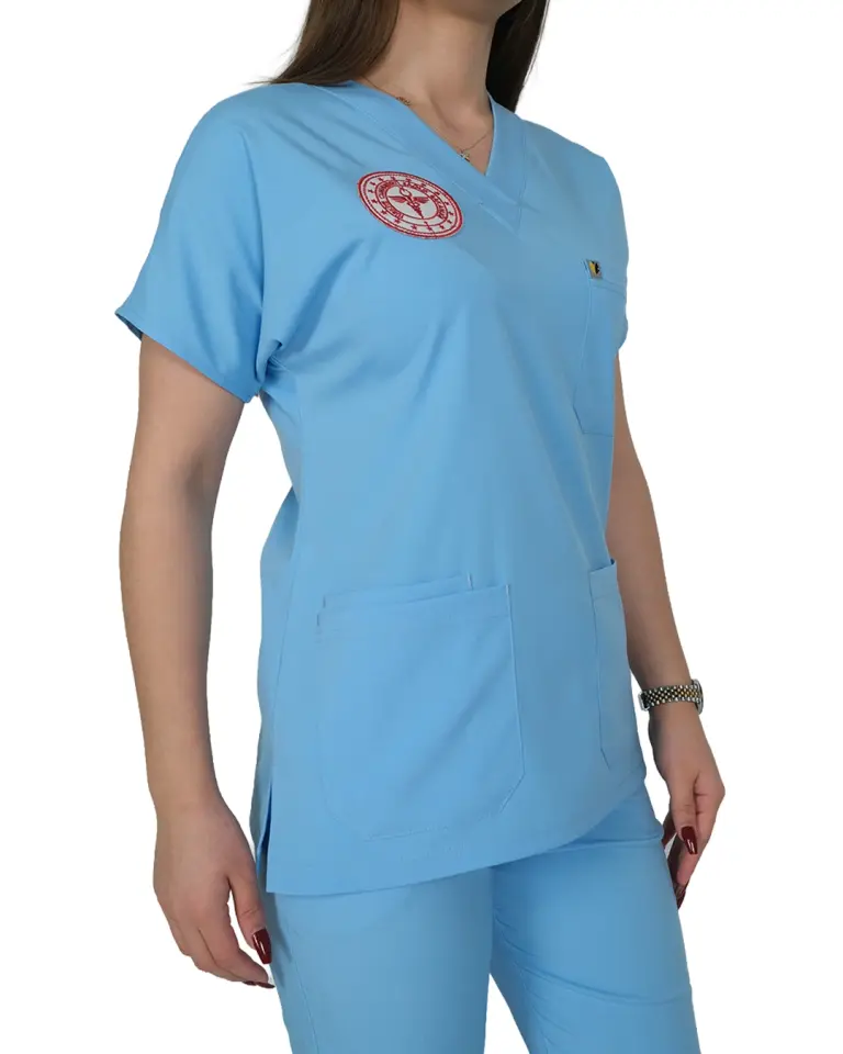 Doktor - Hekim Forması (Alaskan Blue) Likralı V Yaka Takım