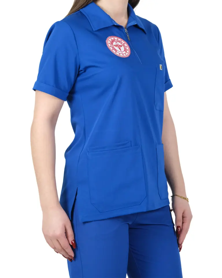 Temizlik Personeli Forması (Dazzling Blue) Likralı Polo Yaka Takım