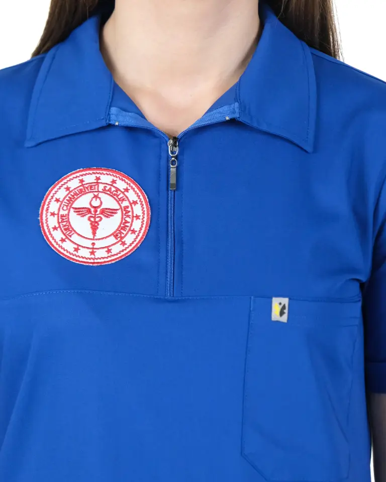 Temizlik Personeli Forması (Dazzling Blue) Likralı Polo Yaka Takım