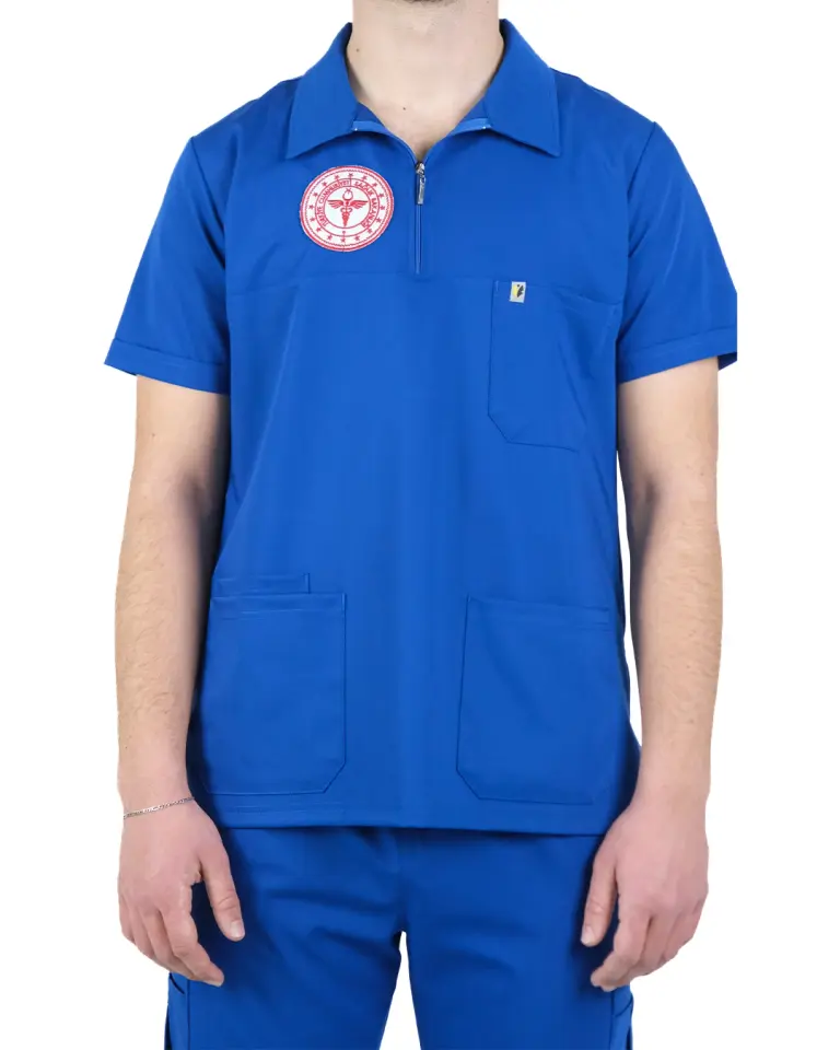 Temizlik Personeli Forması (Dazzling Blue) Likralı Polo Yaka Takım