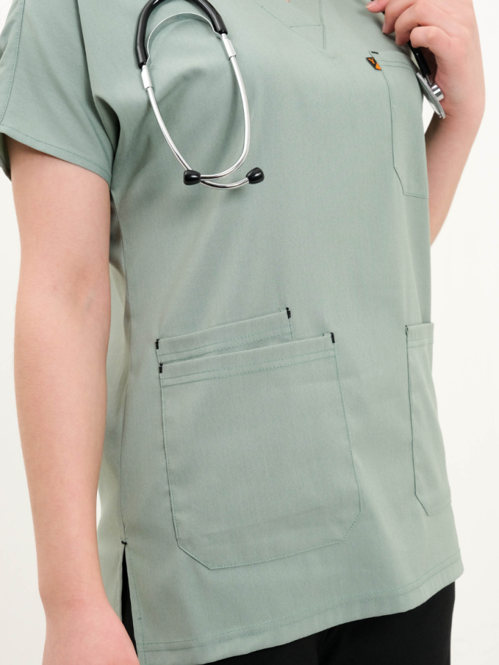 Su Yeşili Likralı Cerrahi Kol Tek Üst