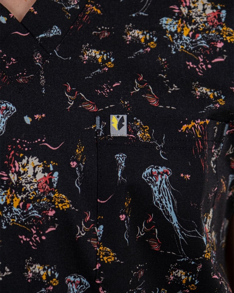 Denizaltı Desenli Likralı Cerrahi Kol Tek Üst