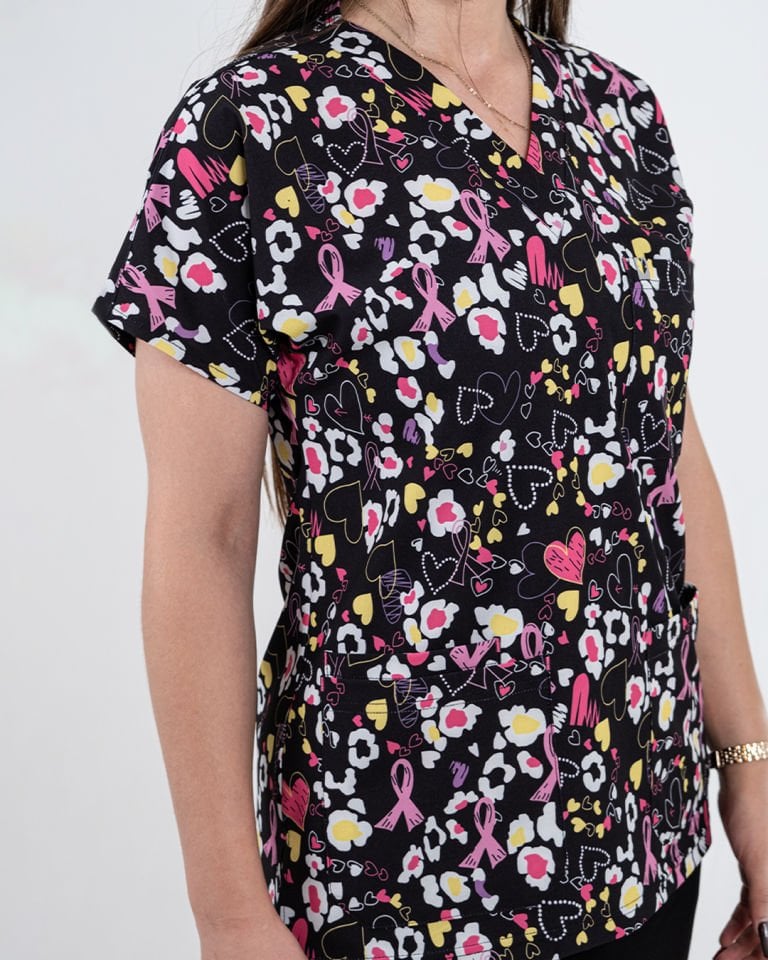 Papatya Desenli Likralı Cerrahi Kol Tek Üst