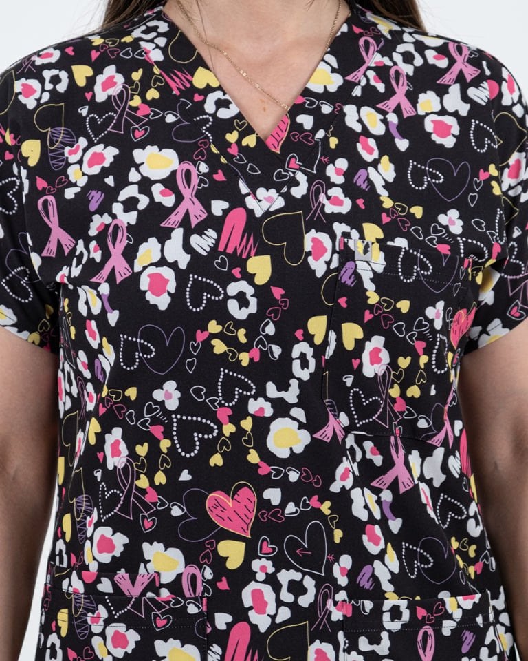 Papatya Desenli Likralı Cerrahi Kol Tek Üst