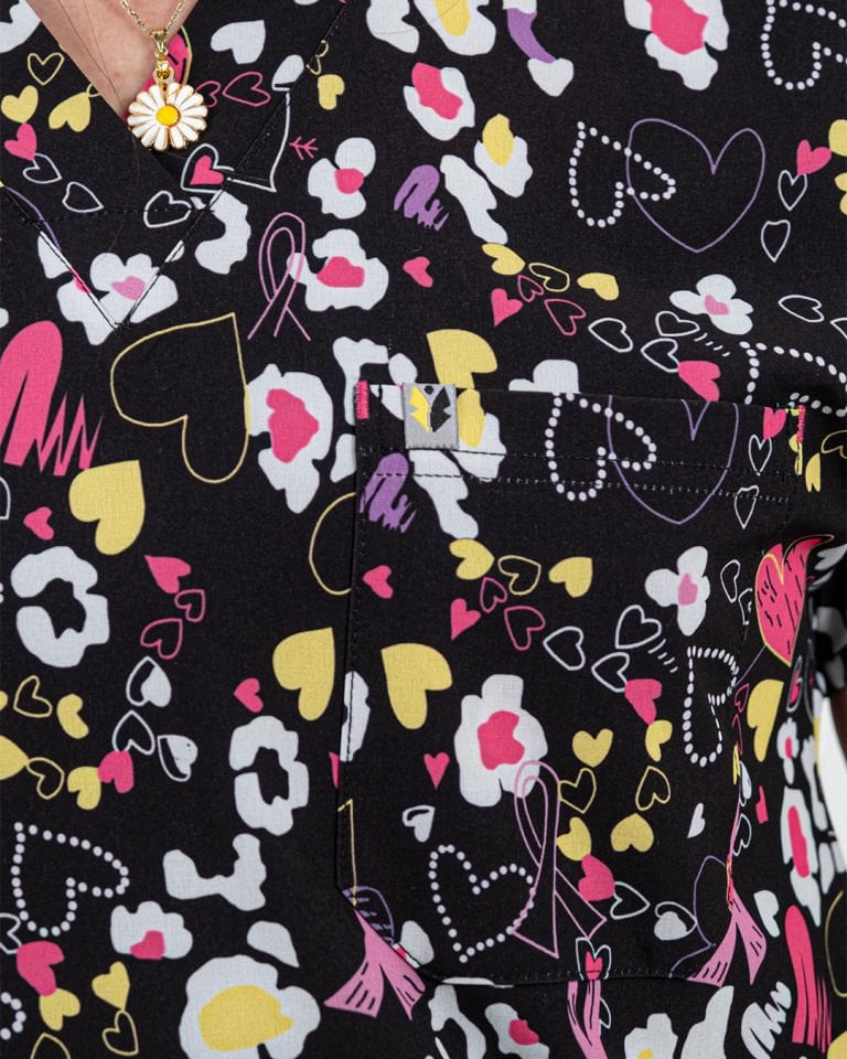 Papatya Desenli Likralı Cerrahi Kol Tek Üst