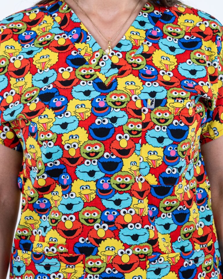 Kurabiye Canavarı Desenli Likralı Cerrahi Kol Tek Üst