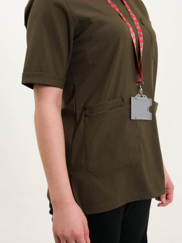 Haki Likralı Takma Kol Tek Üst