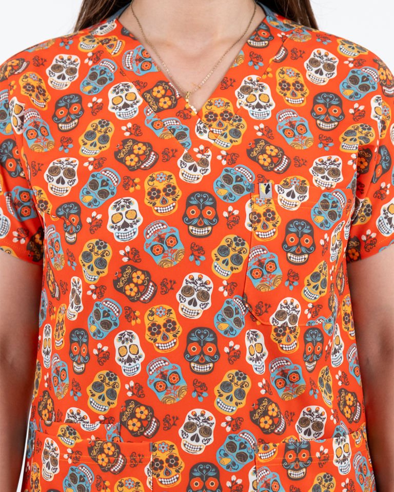 Kurukafa Desenli Likralı Desenli Cerrahi Kol Tek Üst